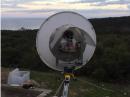 VK7MO’s 1.13-meter dish, set up at Meelup and beaming across the water.